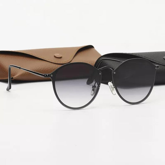 Black Frame Gradient Gray Round Sunglasses - Classic Retro Unisex Sunglasses for Driving & Everyday Wear