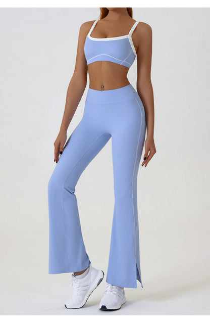 Blue Flared Leggings & Sports Bra Set - Breathable & Stretchy Activewear for Yoga, Running & Gym Workouts Size XL
