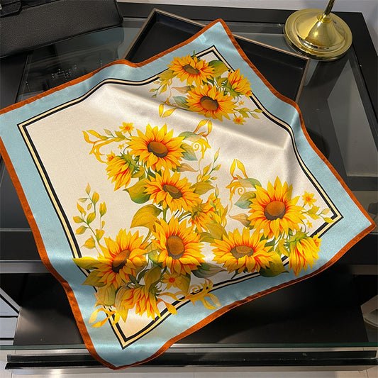 Yellow sunflower Women's silk scarves, accessories for all seasons