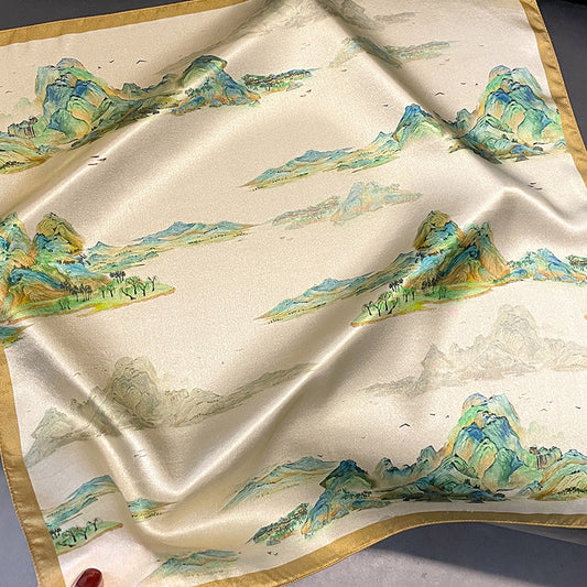 A Thousand Miles of Rivers and Mountains Women's silk scarves, accessories for all seasons