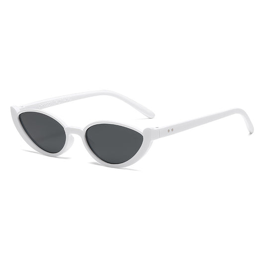 White Frame With Gray Flakes 2PCS Fashionable Cat-Eye Sunglasses for Women - Retro INS Style UV Protection Shades
