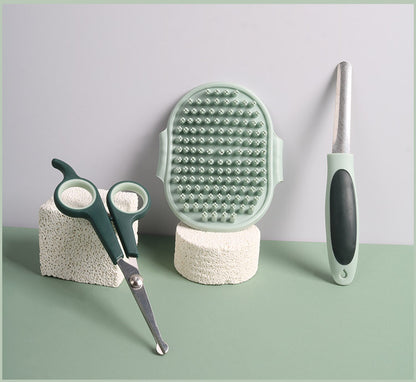 Grey and Green Complete 8-Piece Pet Grooming Kit - Essential Dog & Cat Care Tools with Brushes, Nail Clippers, Scissors & Portable Case