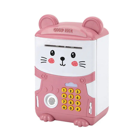 Pink Mouse baby Kids Smart ATM Piggy Bank - Automatic Bill Scroll, Password & Fingerprint Unlock with Fun Features Femina Worldwide