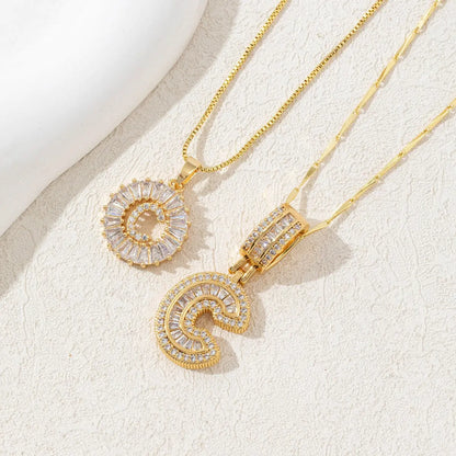 Sparkling Cubic Zirconia Initial Letter Necklace Set - Gold Plated Two-Piece Design(C) Femina Worldwide