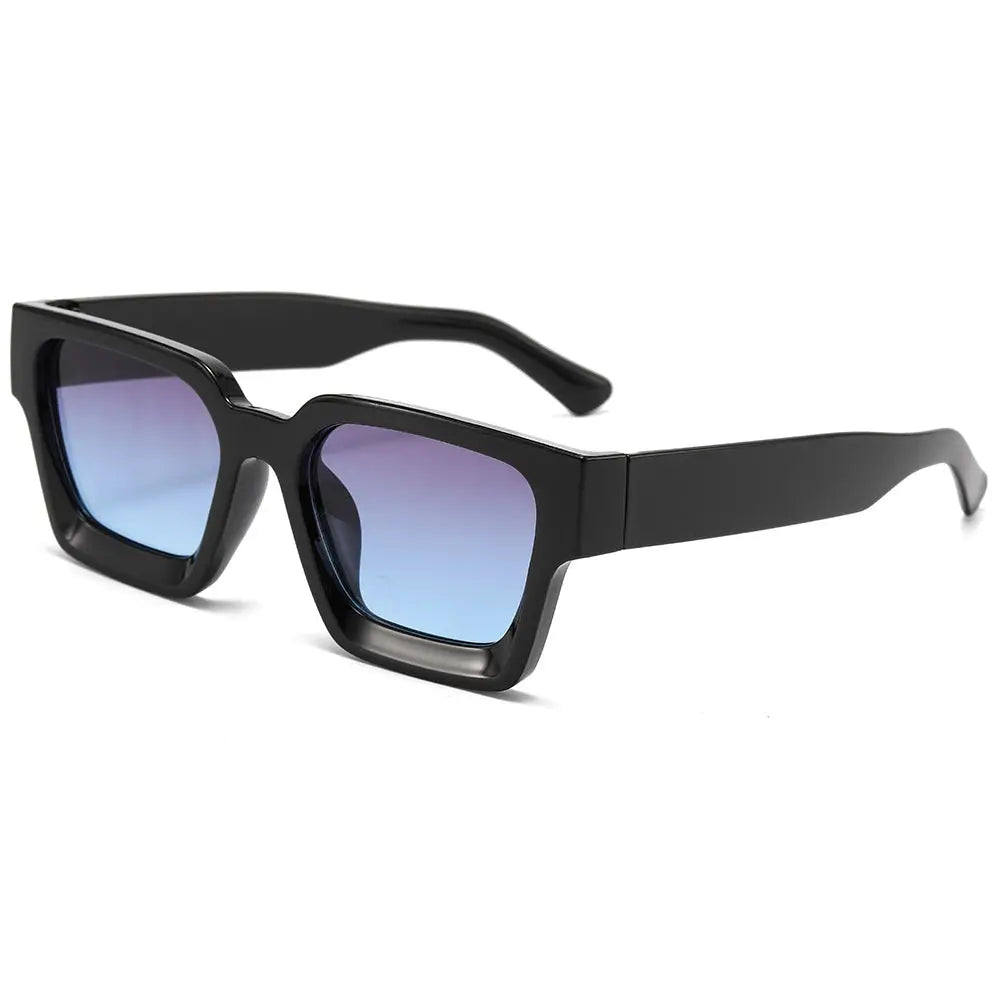 Black frame with grayish blue film Classic Square Frame Sunglasses - Unisex UV400 Protection, Lightweight & Face-Slimming Design - High Definition Vision Eyewear Femina Worldwide