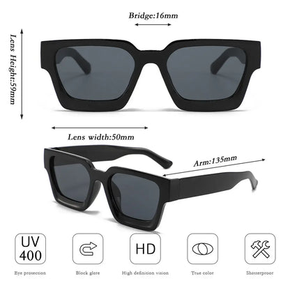 Transparent frame with grayish blue patches Classic Square Frame Sunglasses - Unisex UV400 Protection, Lightweight & Face-Slimming Design - High Definition Vision Eyewear Femina Worldwide