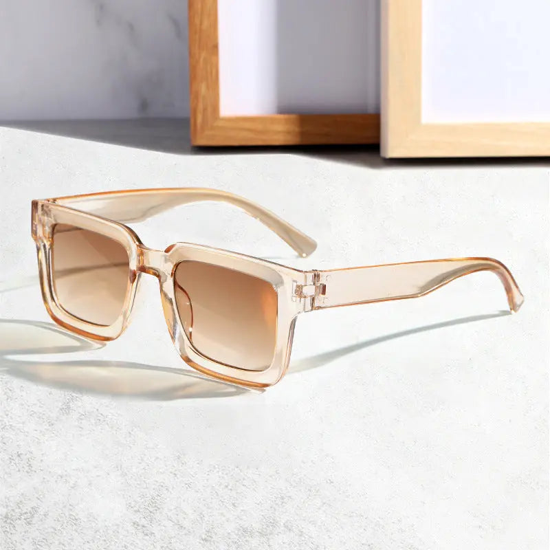 Brown Classic Square Frame Sunglasses - Unisex UV400 Protection, Lightweight & Face-Slimming Design - High Definition Vision Eyewear Femina Worldwide
