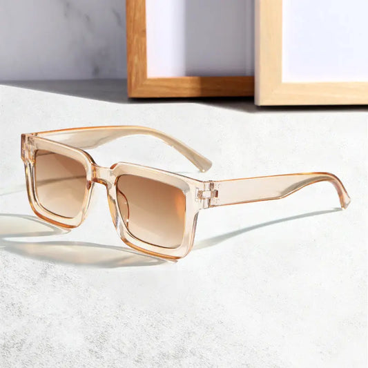 Brown Classic Square Frame Sunglasses - Unisex UV400 Protection, Lightweight & Face-Slimming Design - High Definition Vision Eyewear Femina Worldwide