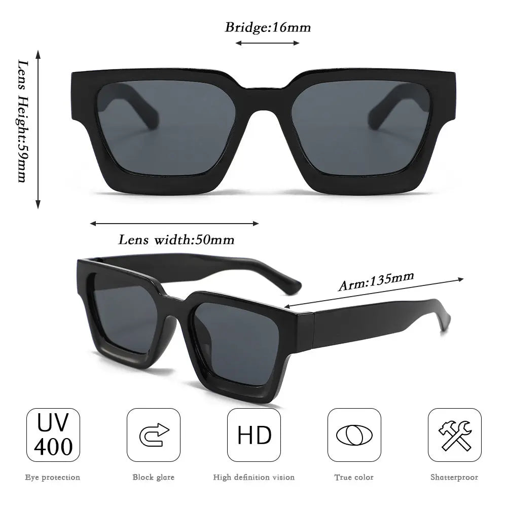 Brown Classic Square Frame Sunglasses - Unisex UV400 Protection, Lightweight & Face-Slimming Design - High Definition Vision Eyewear Femina Worldwide