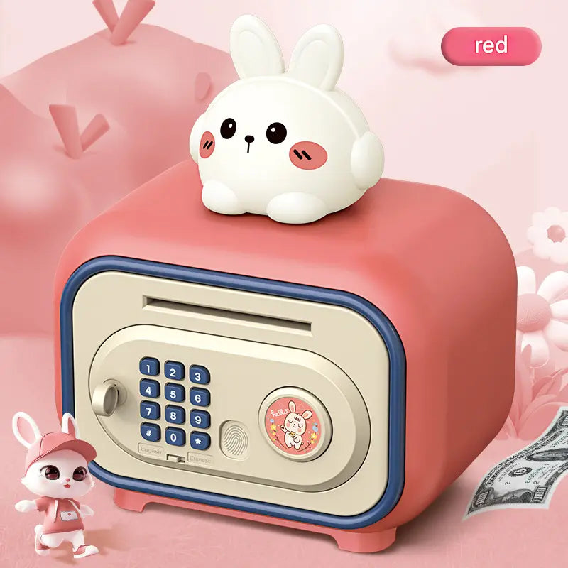 Red Electronic Piggy Bank Safe for Kids - Automatic Rolling Money Box with PIN & Fingerprint Lock Femina Worldwide