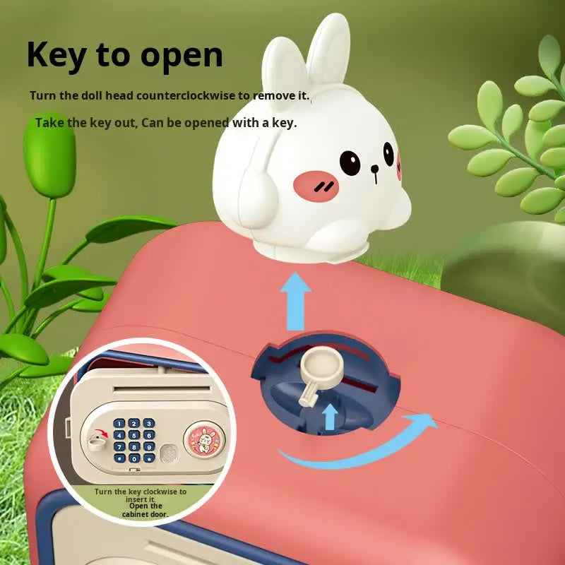 Red Electronic Piggy Bank Safe for Kids - Automatic Rolling Money Box with PIN & Fingerprint Lock Femina Worldwide