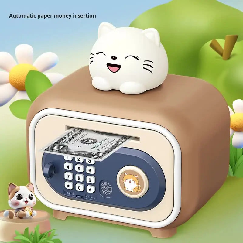 Red Electronic Piggy Bank Safe for Kids - Automatic Rolling Money Box with PIN & Fingerprint Lock Femina Worldwide