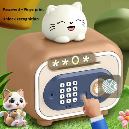 Brown Electronic Piggy Bank Safe for Kids - Automatic Rolling Money Box with PIN & Fingerprint Lock Femina Worldwide