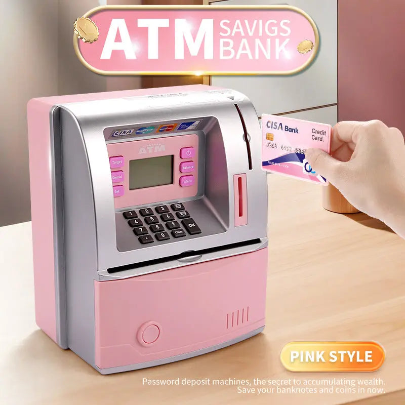 Pink Digital ATM Savings Bank for Kids - Electronic Piggy Bank with PIN & Card for Real Money Femina Worldwide