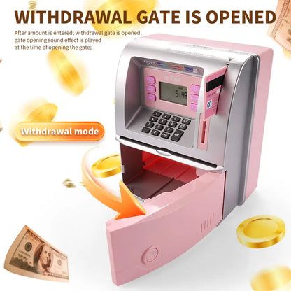 Pink Digital ATM Savings Bank for Kids - Electronic Piggy Bank with PIN & Card for Real Money Femina Worldwide