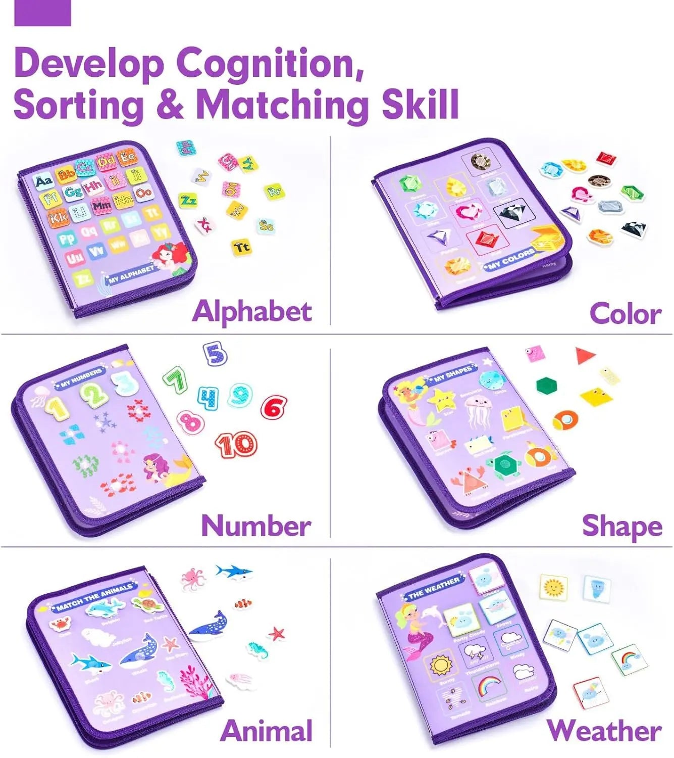 Blue Early Education Learning Board - Felt Activity Board for Toddlers Femina Worldwide