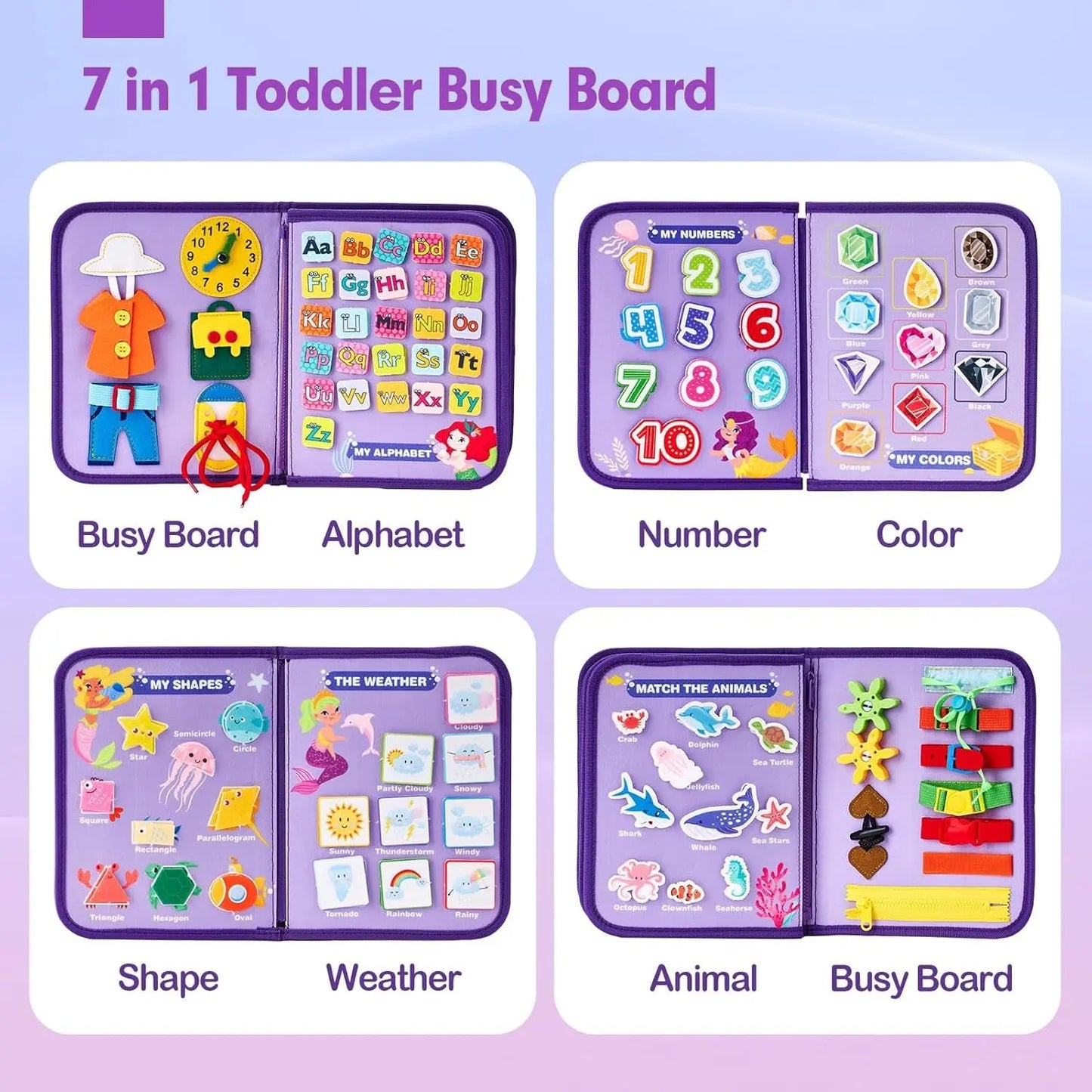 Blue Early Education Learning Board - Felt Activity Board for Toddlers Femina Worldwide
