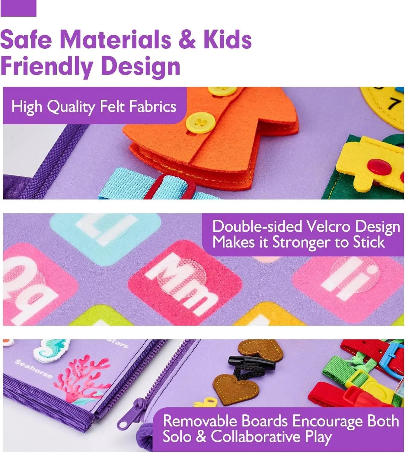 Blue Early Education Learning Board - Felt Activity Board for Toddlers Femina Worldwide