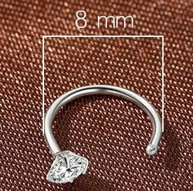 8mm  (4-Pair Set) Minimalist C-Shaped Hoop Earrings with CZ Studs - S999 Sterling Silver Femina Worldwide