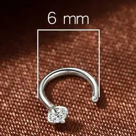 6mm  (4-Pair Set) Minimalist C-Shaped Hoop Earrings with CZ Studs - S999 Sterling Silver Femina Worldwide
