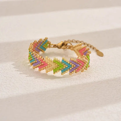 Rainbow Miyuki Beaded Bohemian Rainbow Arrow Handmade Stainless Steel Bracelet Femina Worldwide