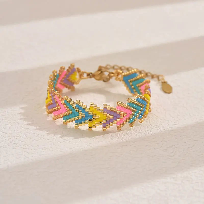 Dopamine Miyuki Beaded Bohemian Rainbow Arrow Handmade Stainless Steel Bracelet Femina Worldwide