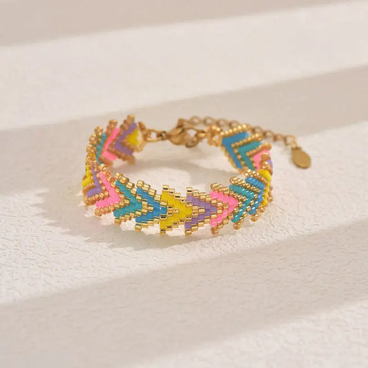 Dopamine Miyuki Beaded Bohemian Rainbow Arrow Handmade Stainless Steel Bracelet Femina Worldwide