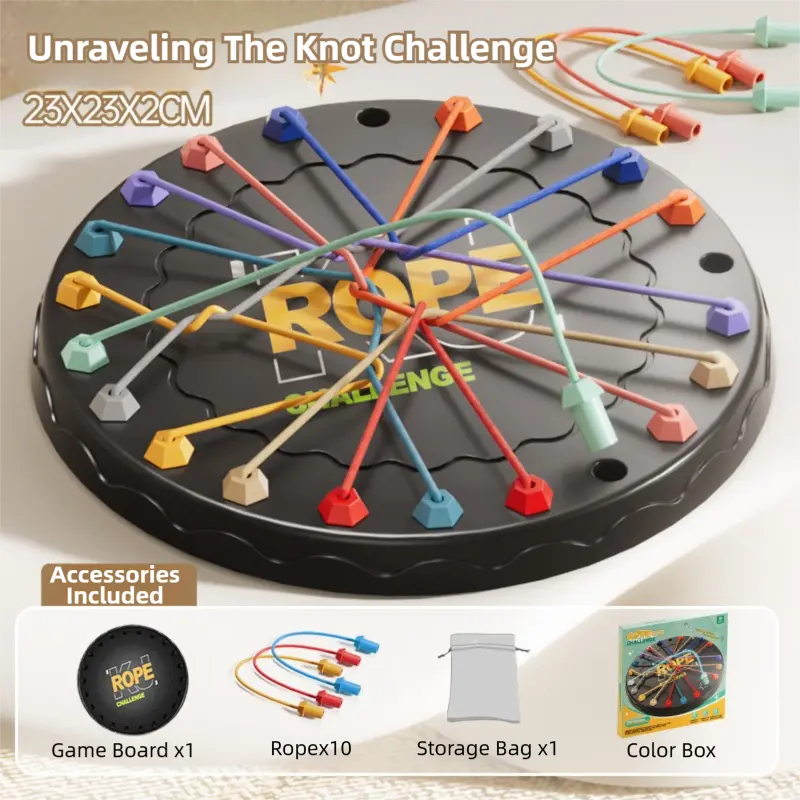 Rope Tangle Challenge Game (23x23CM) - Logic & Focus Educational Toy, Critical Thinking Puzzle for Kids & Family Interactive Fun Femina Worldwide