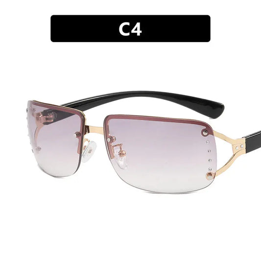 Y2K Rimless Butterfly UV400 Sunglasses for Women(Grey Gradient) - Bling Rhinestone Square Frameless, Sweet & Cool Fashion Femina Worldwide
