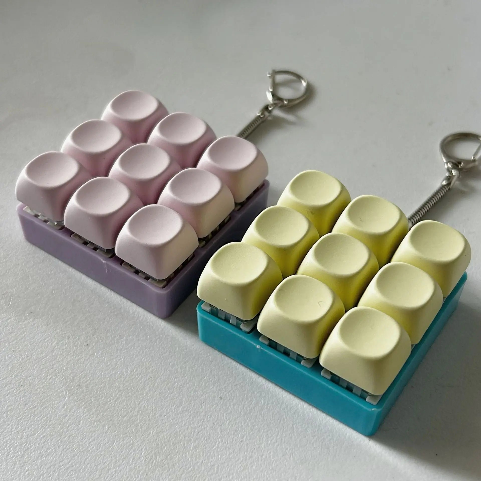 2-Pack Red Mechanical 9-Keyboard Fingertip Toy Keychain - Key Pressure Relief, PVC Fingertip Toy Femina Worldwide
