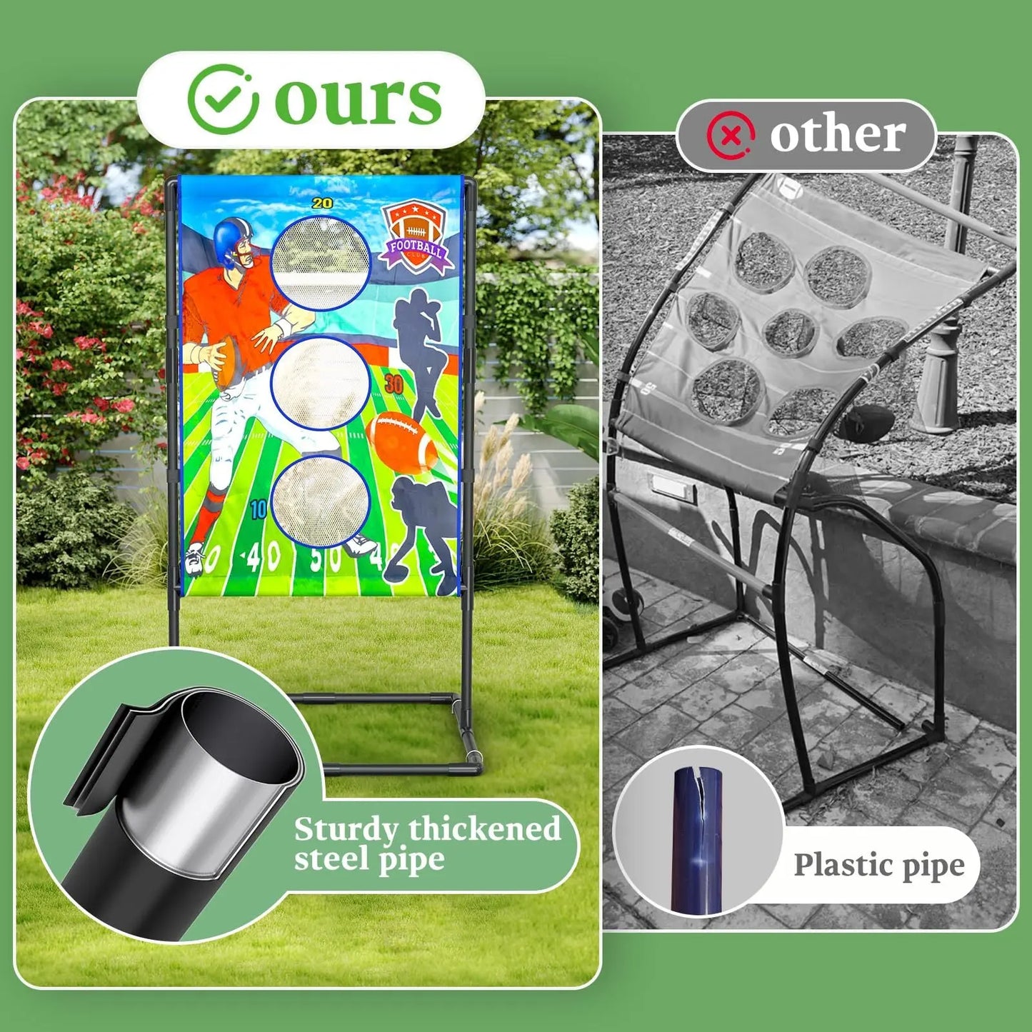 Outdoor/Indoor Portable Rugby Toss Game Set - Football Target Frame &  Rugby Toss Activity Toy, Durable & Easy Assembly Sports Equipment Femina Worldwide