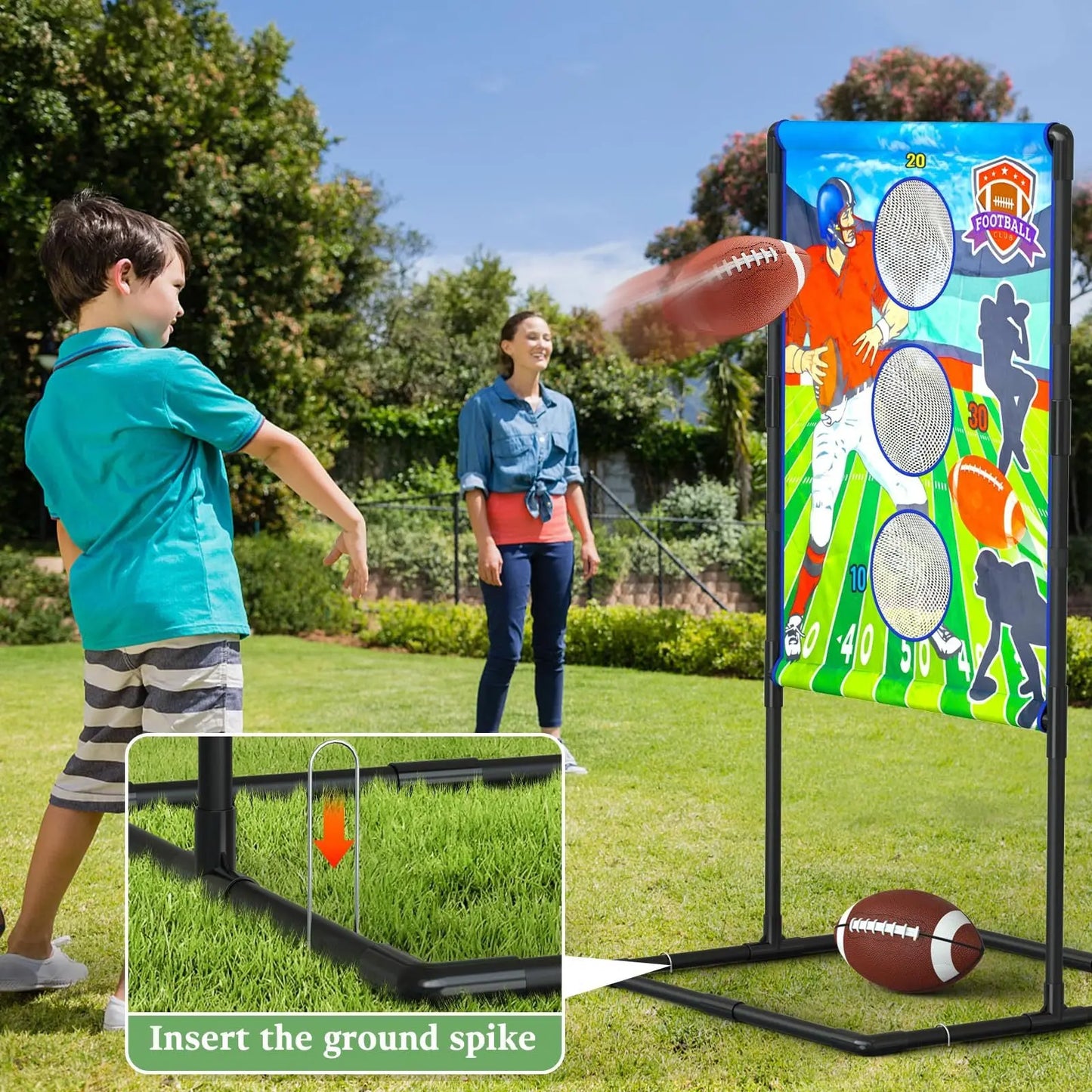 Outdoor/Indoor Portable Rugby Toss Game Set - Football Target Frame &  Rugby Toss Activity Toy, Durable & Easy Assembly Sports Equipment Femina Worldwide