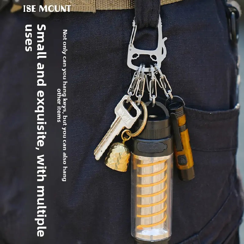 2-Pcs Lucky Cat Stainless Steel Keychain with S-Hooks - Durable & Portable Multi-Tool EDC Clip Femina Worldwide