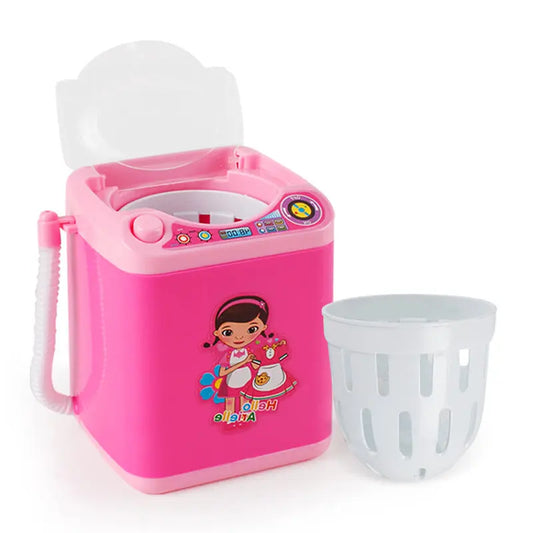 Pink Kids Mini Electric Toy Washing Machine with Spin Dryer Basket - Pretend Play Appliance Femina Worldwide