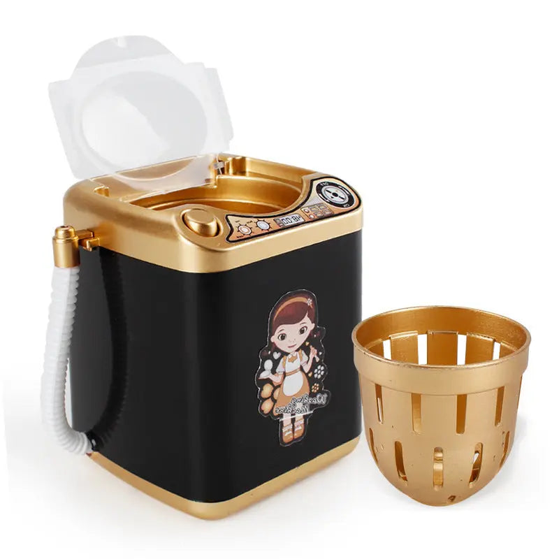 Black Kids Mini Electric Toy Washing Machine with Spin Dryer Basket - Pretend Play Appliance Femina Worldwide