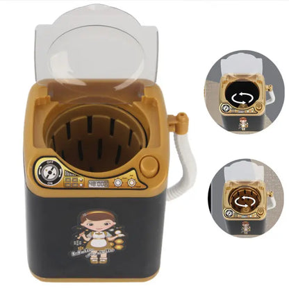 Black Kids Mini Electric Toy Washing Machine with Spin Dryer Basket - Pretend Play Appliance Femina Worldwide