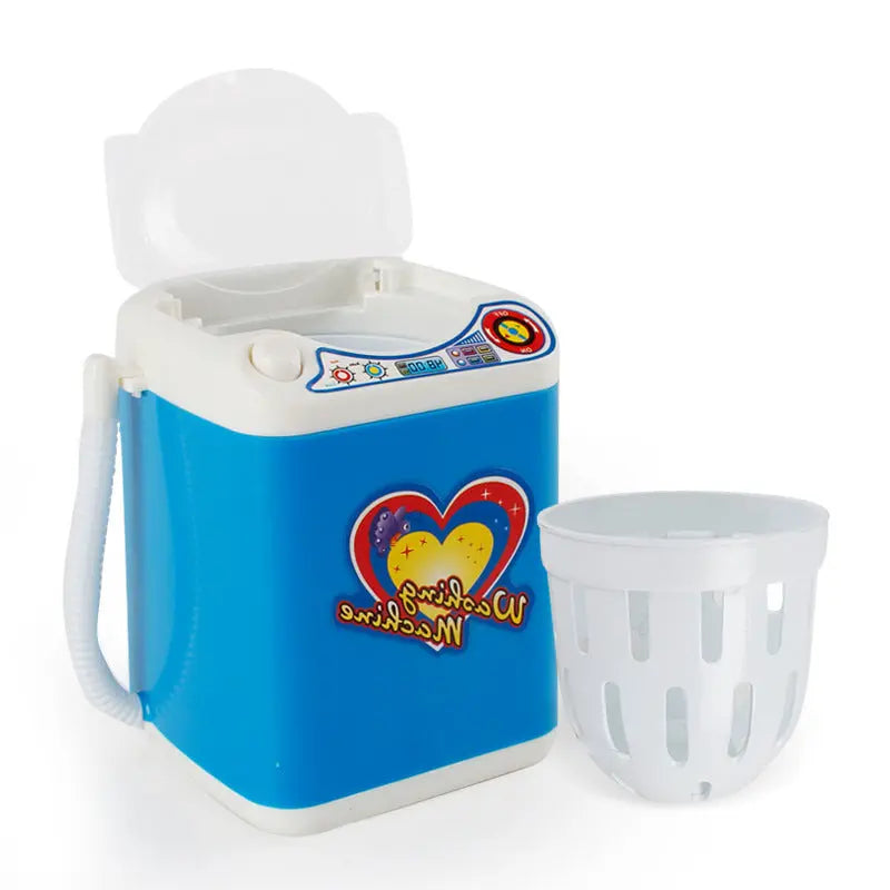 Blue Kids Mini Electric Toy Washing Machine with Spin Dryer Basket - Pretend Play Appliance Femina Worldwide