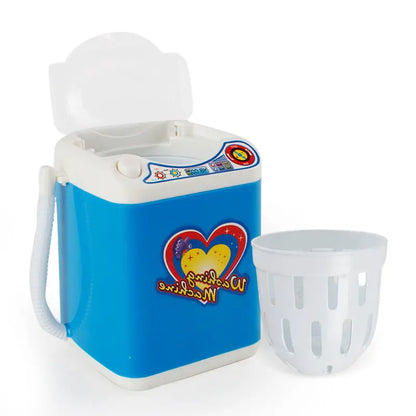 Blue Kids Mini Electric Toy Washing Machine with Spin Dryer Basket - Pretend Play Appliance Femina Worldwide