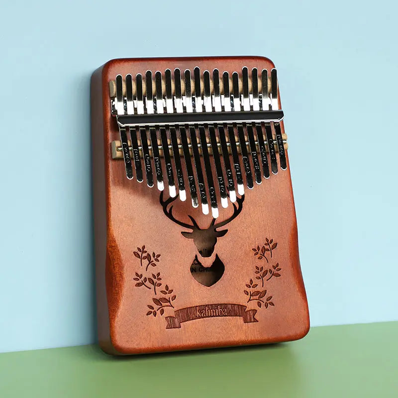 Retro forest deer 17 Key Kalimba Thumb Piano Solid Wood Portable Finger Piano for Beginners and Music Lovers Includes Tuning Kit and Bag for Australian Lifestyle(Hand care style) Femina Worldwide