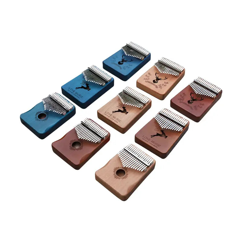 Retro forest deer 17 Key Kalimba Thumb Piano Solid Wood Portable Finger Piano for Beginners and Music Lovers Includes Tuning Kit and Bag for Australian Lifestyle(Hand care style) Femina Worldwide