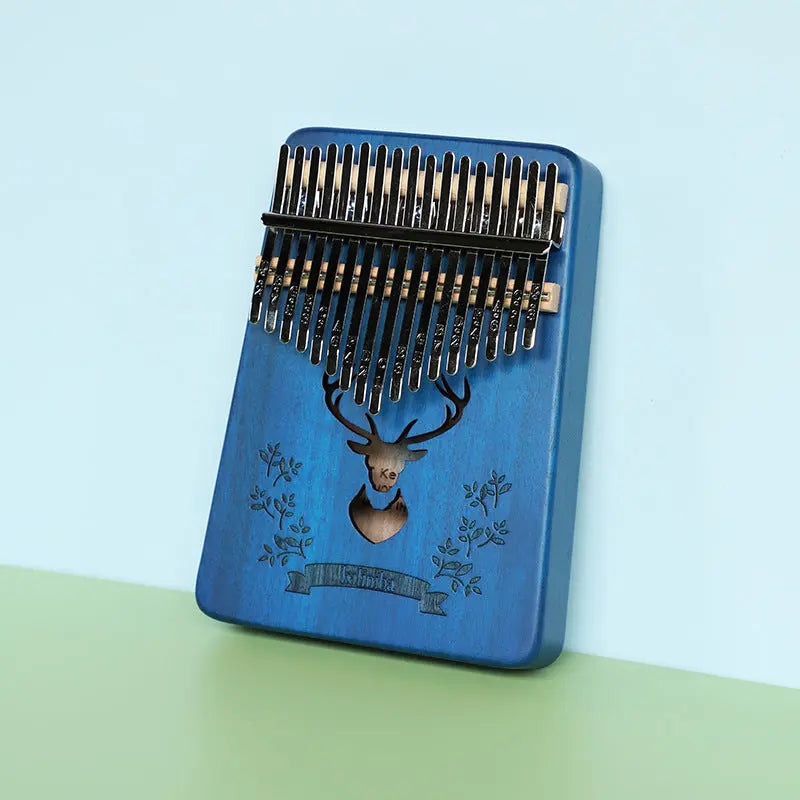 Sapphire blue forest deer 17 Key Kalimba Thumb Piano Solid Wood Portable Finger Piano for Beginners and Music Lovers Includes Tuning Kit and Bag for Australian Lifestyle Femina Worldwide