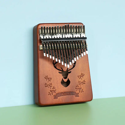 Retro forest deer 17 Key Kalimba Thumb Piano Solid Wood Portable Finger Piano for Beginners and Music Lovers Includes Tuning Kit and Bag for Australian Lifestyle Femina Worldwide