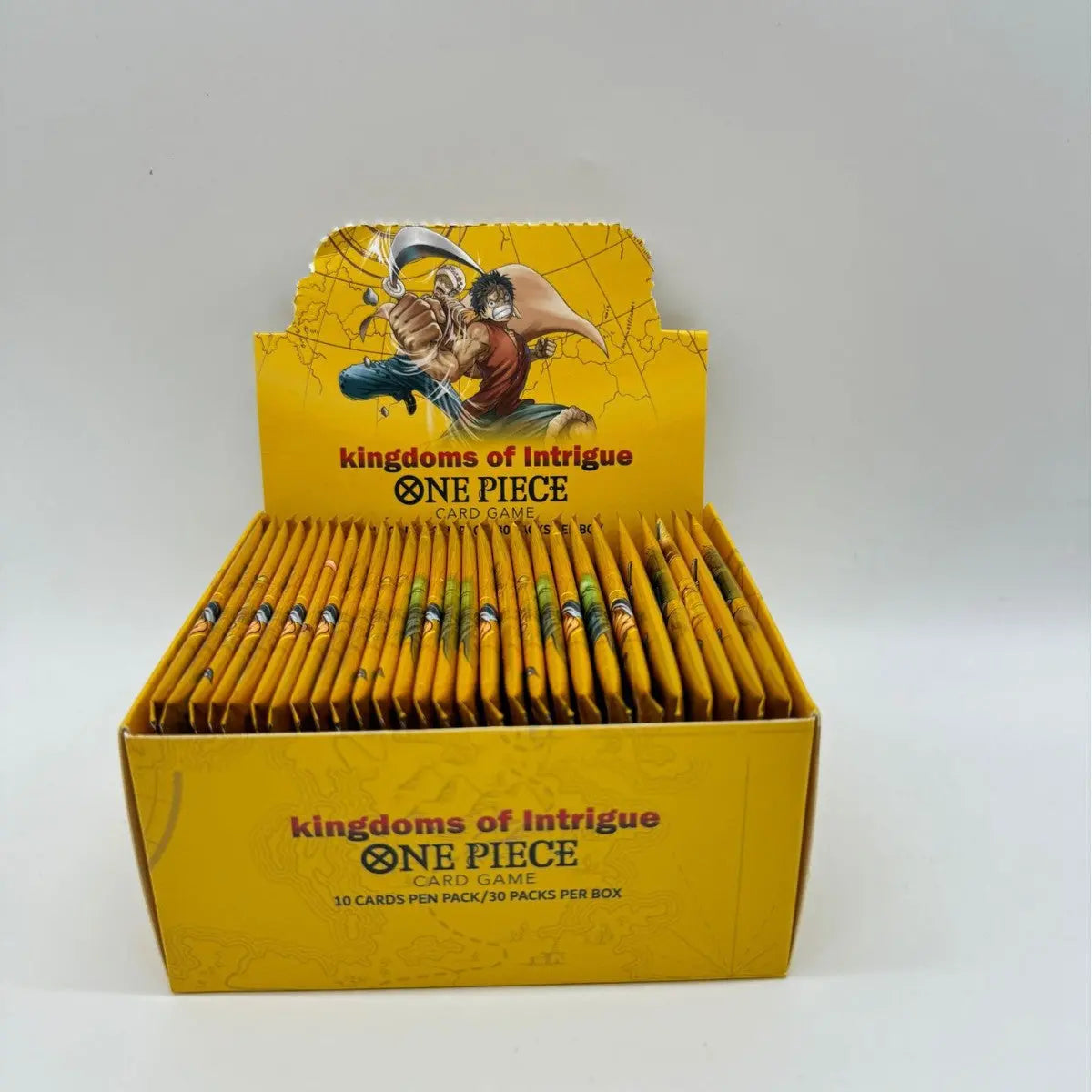 One Piece Themed Trading Card Game 300 Pieces Booster Box Set Kingdoms of Intrigue Anime Battle Collectibles Featuring Sabo Zoro and Sanji Yellow Edition Femina Worldwide