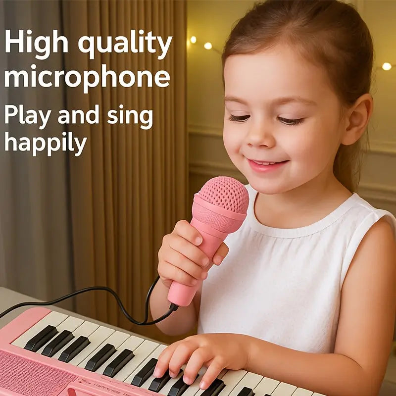 Portable Kids' Electronic Piano with Sheet Music and Microphone - Professional 37-Key Tactile Feedback, Support Recording & Multiple Performance Modes, Beginner-Friendly & Durable Musical Toy(Peach Powder) Femina Worldwide