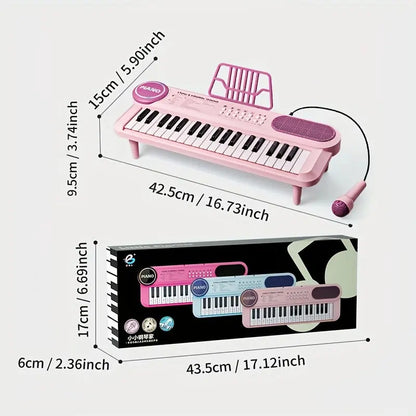 Portable Kids' Electronic Piano with Sheet Music and Microphone - Professional 37-Key Tactile Feedback, Support Recording & Multiple Performance Modes, Beginner-Friendly & Durable Musical Toy(Rose Red) Femina Worldwide