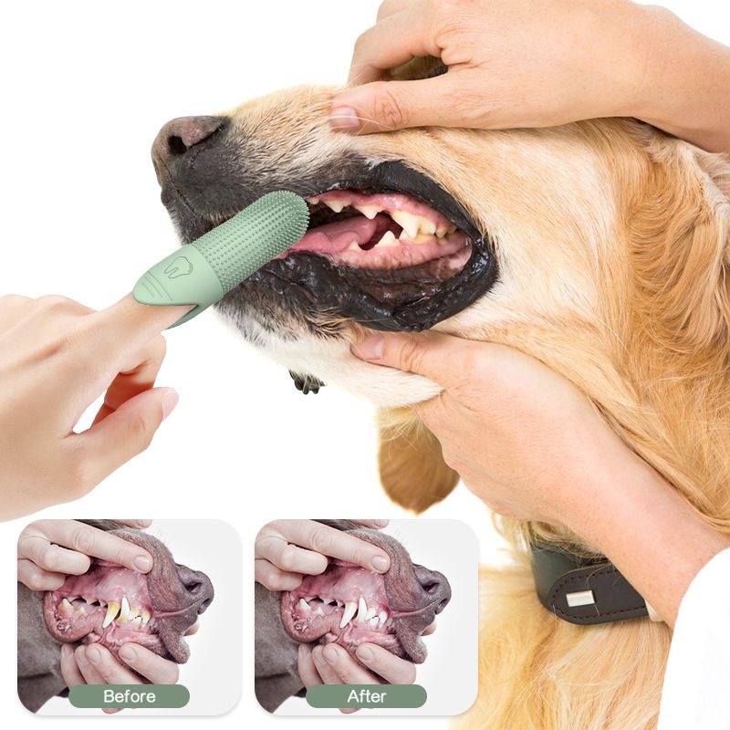 Blue Silicone Pet Finger Toothbrush for Cats and Dogs - Soft Dental Care Brush for Teeth Cleaning, Plaque Removal, and Oral Hygiene - Ideal for Small, Medium, and Large Breeds