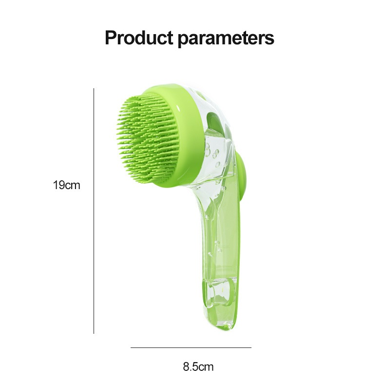 Yellow Pet Silicone Bath Brush with Shampoo Dispenser - Leak-Proof One-Touch Soap Release-Dog and Cat Grooming Massage Brush Soft Cleaning Scrubber for Bathing Shedding and Skin Care