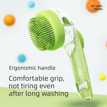 Blue Pet Silicone Bath Brush with Shampoo Dispenser - Leak-Proof One-Touch Soap Release-Dog and Cat Grooming Massage Brush Soft Cleaning Scrubber for Bathing Shedding and Skin Care