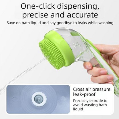 Blue Pet Silicone Bath Brush with Shampoo Dispenser - Leak-Proof One-Touch Soap Release-Dog and Cat Grooming Massage Brush Soft Cleaning Scrubber for Bathing Shedding and Skin Care