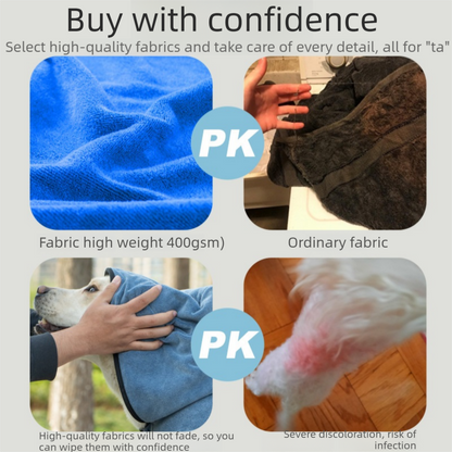 Pink 100*50cm icrofibre Pet Bath Towel with Hand Pockets - Super Absorbent Quick Dry Dog and Cat Drying Towel, Soft Grooming Blanket for Bathing, Cleaning and Everyday Pet Care